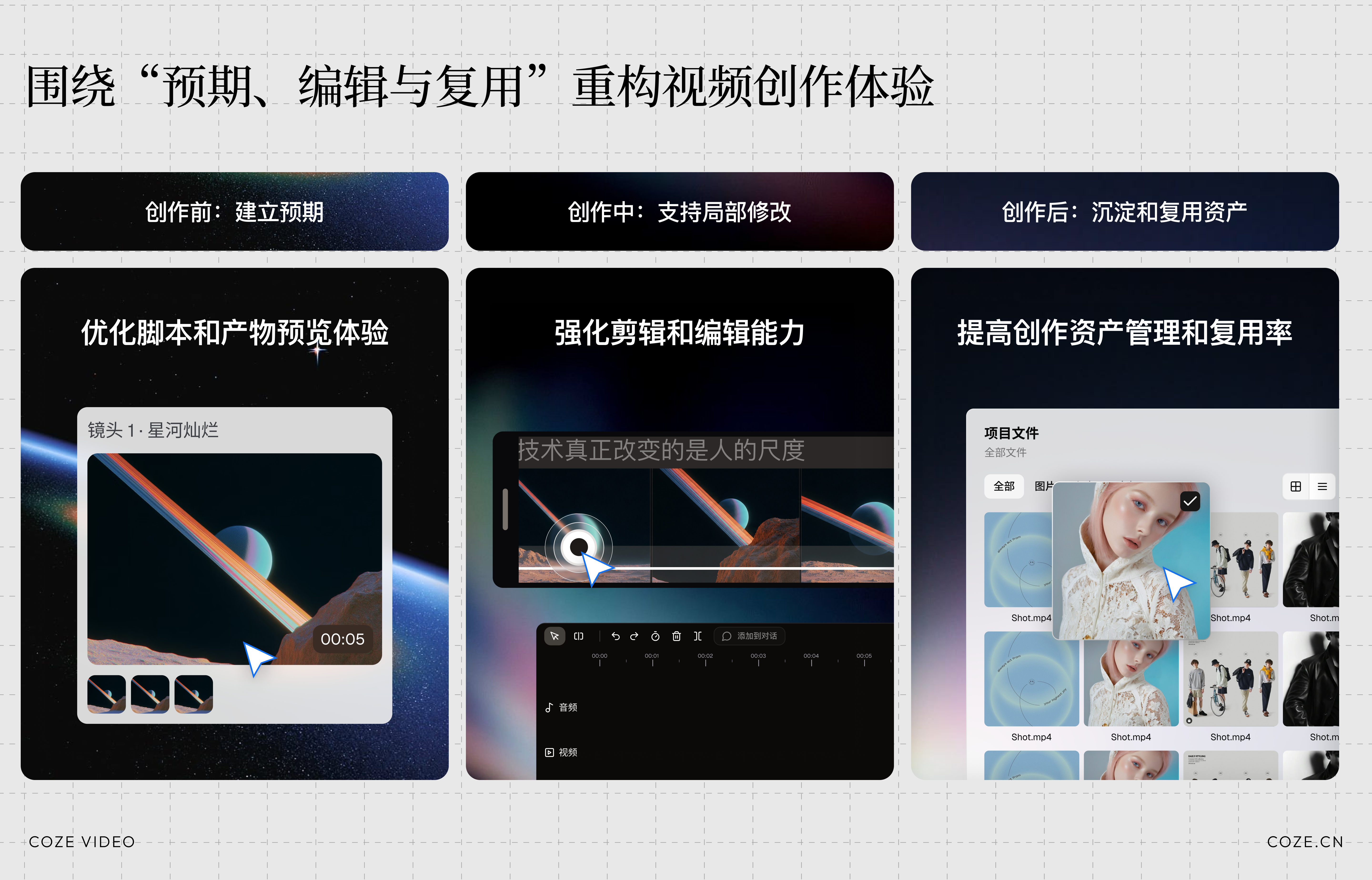 围绕预期、编辑与复用重构的 Coze 视频创作体验框架